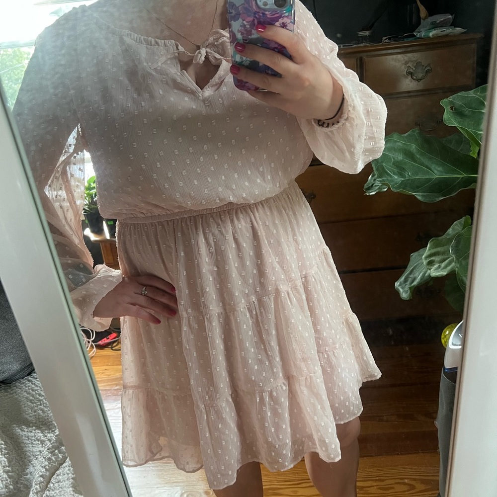 Plumelli chiffon mini dress in light pink by H&M size L